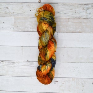 hand dyed yarn fingering weight yarn Yarn Superwash Speckled Yarn fingering yarn Sock Yarn multi colored Hello Pumpkin image 1