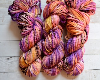 hand dyed yarn | bulky weight yarn | speckled yarn | bulky yarn | speckles | Sweater Yarn | 100% SWM |multi | Dawn on the Pier