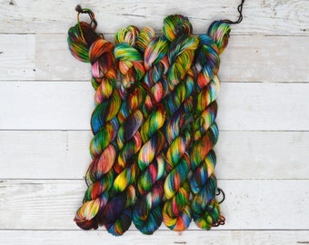 hand dyed yarn | Mini Skein | fingering weight | Yarn | Superwash | Speckled Yarn | fingering | Sock Yarn | multi colored | Macaw