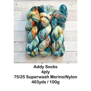 hand dyed yarn fingering weight yarn Yarn Superwash Speckled Yarn fingering yarn Sock Yarn Blue multi colored West Coast image 4