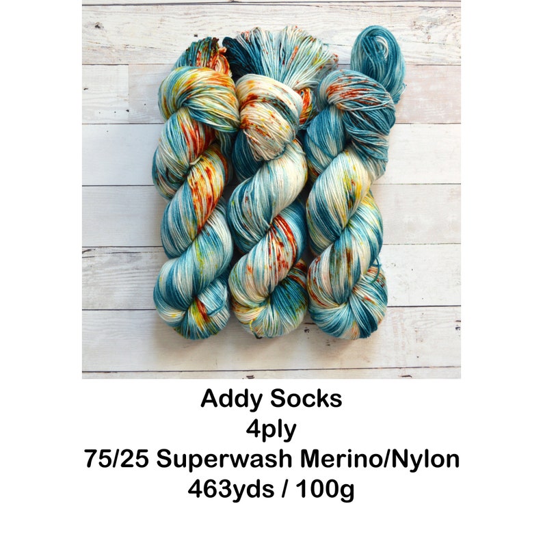 hand dyed yarn fingering weight yarn Yarn Superwash Speckled Yarn fingering yarn Sock Yarn Blue multi colored West Coast image 4