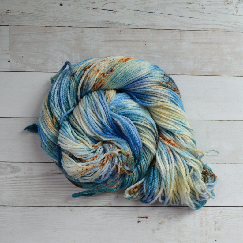 Aubs Worsted hand dyed yarn handdyed yarn hand dyed worsted yarn worsted yarn worsted weight Speckled Yarn Beach Vibes image 2