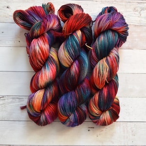 Hand Dyed Speckled Sock Yarn: Superwash Merino Wool Blend V Winifred