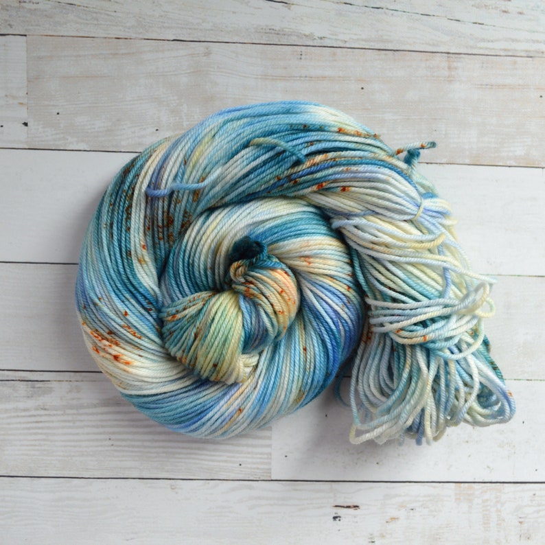 hand dyed yarn dk weight yarn dk yarn 100% Superwash merino merino wool Sweater Yarn speckles multi colored Beach Vibes image 2