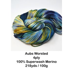 hand dyed yarn worsted weight yarn speckled yarn worsted yarn Sweater Yarn multi colored yarn Blue Gold Interstellar image 8