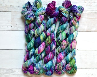 hand dyed yarn | Mini Skein | fingering weight | Yarn | Superwash | Speckled Yarn | fingering | Sock Yarn | multi colored | Butterfly Effect