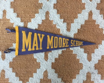 May Moore School Vintage Felt Pennant Wall Decor