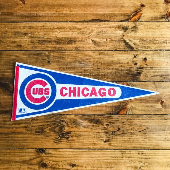 Chicago Cubs Baseball Pennant Vintage Sports Wall Decor Etsy