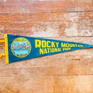 Rocky Mountain National Park Colorado Felt Pennant Vintage Black National Park Wall Decor