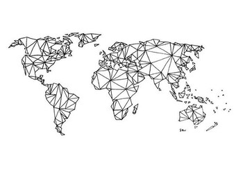 geometric world map etsy