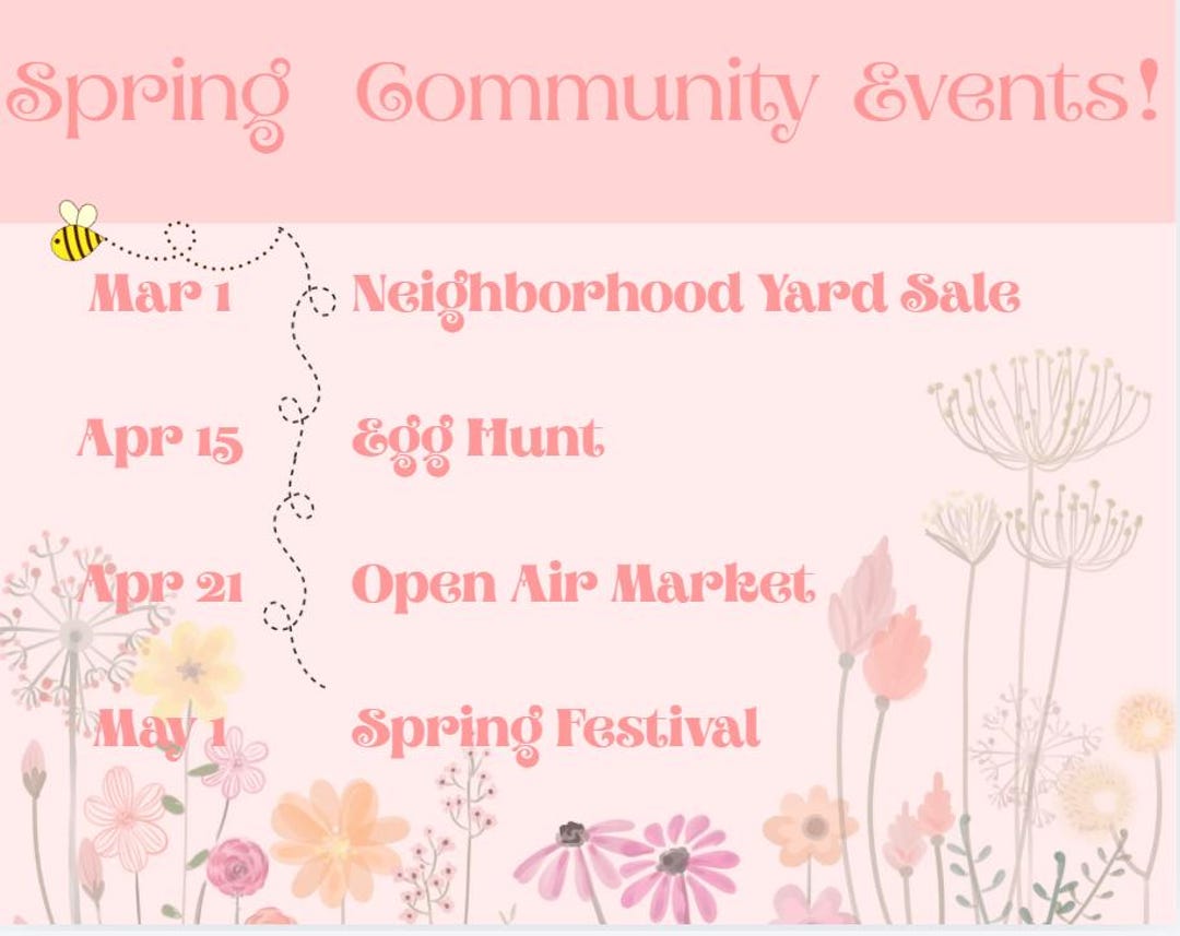 Unique Spring Events Names Spring Events Template - Etsy