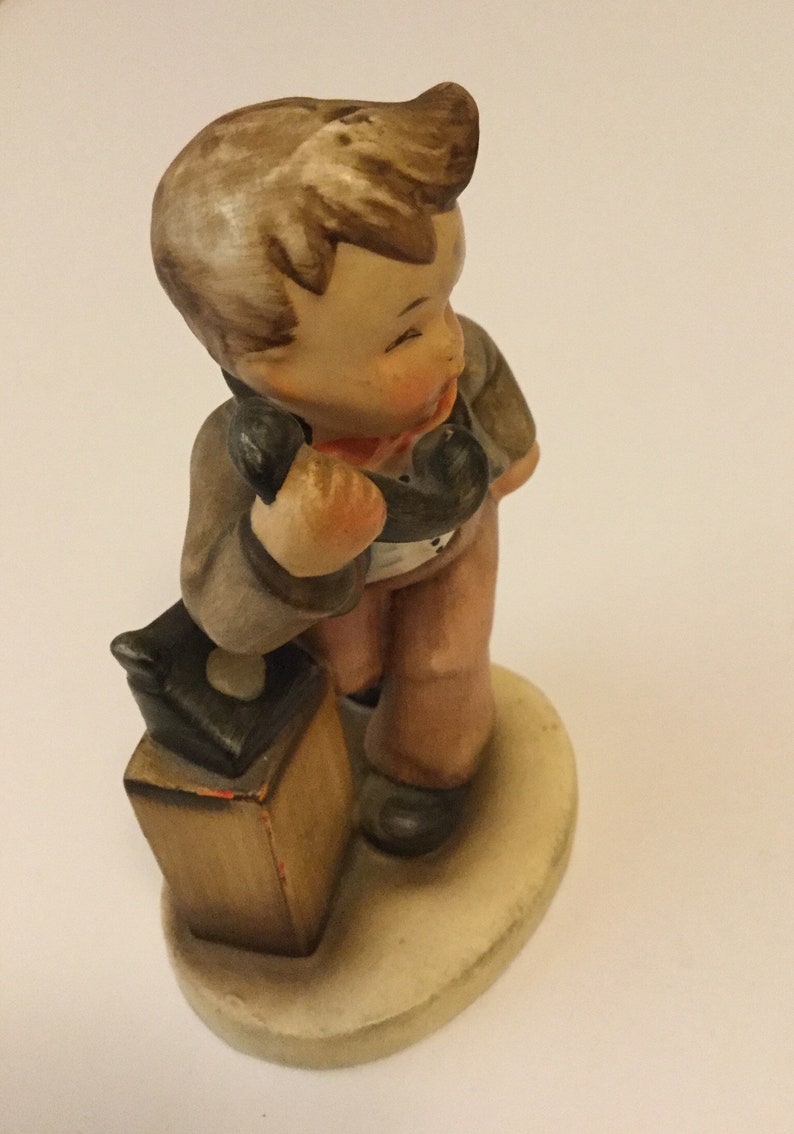Lovely And Cute Vintage Boy On Telephone Figurine Painted Porcelain Collectible Figurine Is She Home?