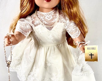 Conjunto de vestido de Primera Comunión para muñeca de 45 cm (18 pulgadas) Accesorios compatibles con American Girl