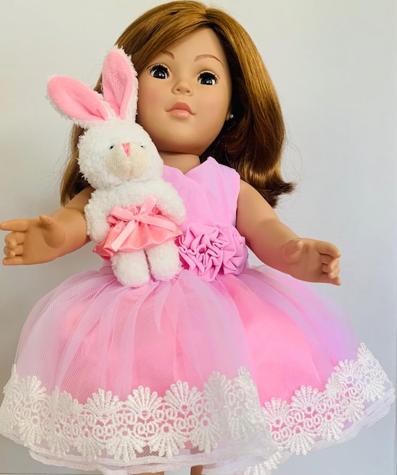 sachin and babi light blue dress 18 Inch Doll Clothes & Accessories: Pink Party Dress and Plush Bunny Fits  American Girl