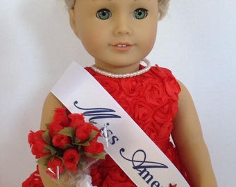 Miss America Pageant For American Girl 18" Doll Accessories Fits with Mini Roses Sash Crown