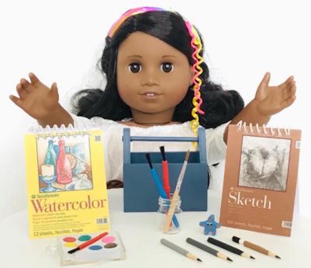 Draw Paint Art SET for American Girl Doll 18 inch Accessories Fits Mini Sketch Watercolor