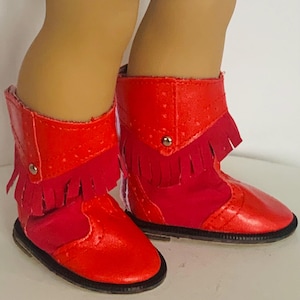 Red Cowboy Boots: 18&quot; American Girl Doll Western Shoes