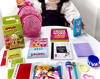 Doll's Backpack and Mini School Supplies for 18 Inch Doll Accessories Fit American Girl