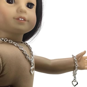 Open Heart Necklace & Bracelet for American Girl Doll 18 Inch Jewelry Accessories Fit SET