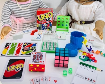 Mini Game Night fits 18 Inch Doll Accessories – Cards, Dice, Dominoes - (8) Playable Games Set
