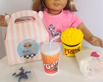 Happy Meal Fast Food for American Girl 18&quot; Doll Accessories Fit Mini Hamburger Fries Soda Play Set