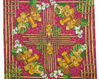 Foulard Vintage En Soie Pure ANNA VALERIE ADOLF - 88x88 Cm, Bleu Nuit & Ocre - Occasion