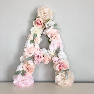 Flower Letter Floral Letter Floral Number Flower Number Blush Nursery Decor Shabby Chic Decor Floral Nursery Baby Shower Flower Wall image 1