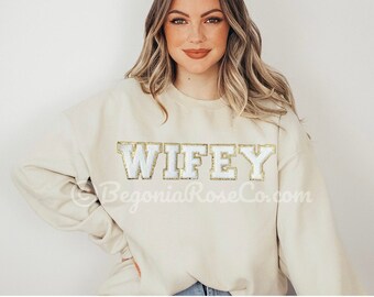 WIFEY Sweatshirt WIFE Sweatshirt Wife Gift Wifey Shirt Wife Shirt Honeymoon Shirt Honeymoon Gift Bridal Shower Gift Bridal Party Shirt Bride