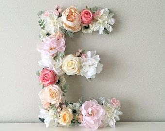 Floral Letter Floral Initial Nursery Letter Flower Letter Nursery Wall Art Baby Gift Shabby Chic Boho Chic Nursery Decor Nursery Art