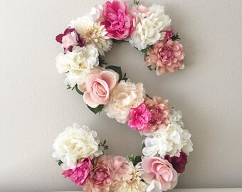 Floral Letter 15" 19" 24" Large Flower Letter Floral Initial Custom Floral Letter Nursery Shabby Chic Decor Floral Monogram