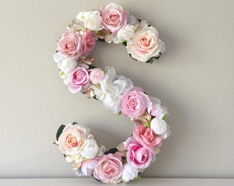 Large Floral Letter 19" 24" Wood Letter Custom Flower Letter Nursery Letter Baby Girl Decor Girl Nursery Flower Nursery Pink Nursery