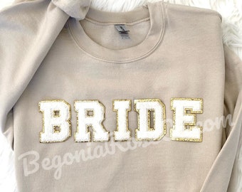 Chenille BRIDE Sweatshirt BRIDE Crewneck Bachelorette BRIDE Patch Sweatshirt Bride Gift Bridal Shower Gift Bridal Party Sweatshirt Newlywed