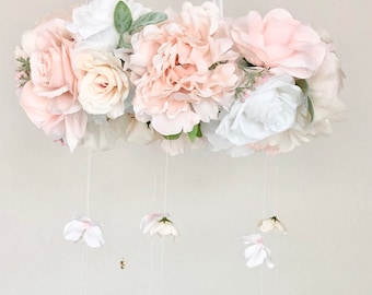 Pale Pink Nursery Decor Blush Nursery Flower Mobile Nursery Mobile Baby Mobile Shabby Chic Mobile Shabby Chic Nursery Floral Mobile