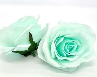 3" Artificial Aqua Mint Flower Aqua Artificial Rose Head Mint Artificial Flowers Turquoise Flower Crown Mint Wedding Decor Aqua Wedding