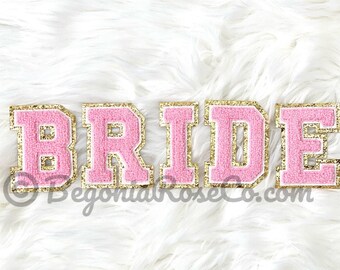 BRIDE Sew On / Iron On BRIDE Letter Patch Sew On Chenille Patch Shower Decor Bride Gift for Bride Decor Bridal Shower Bride Jacket Patch