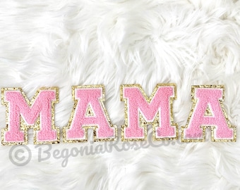 MAMA Letter Patches Sew On Iron On Chenille Patch Baby Shower Decor Mom Gift for Mom Decor Baby Shower Mama Jacket Patch Mama Shirt