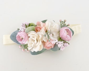 Baby Flower Crown Baby Girl Flower Headband Girl Toddler Flower Crown Headband Newborn Headband Floral Headband Nylon Headband Baby