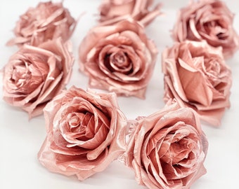 3" Metallic Rose Gold Rose Gold Flower Metallic Flower Rose Gold Wedding Decor Rose Gold Cake Flower Rose Gold Centerpiece Flower Wedding