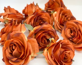 3.5" Burnt Orange Artificial Rose Rust Orange Rose Terracotta Rose Orange Silk Flower Fall Silk Flower Fall Artificial Flower Fall Flower