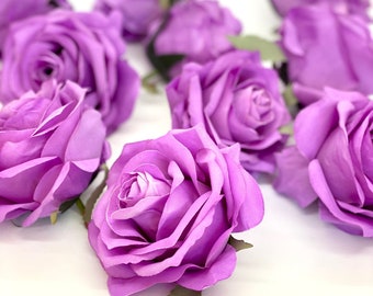 3.5" Medium Purple Rose Flower Purple Artificial Rose Head Dark Lavender Artificial Flower Purple Faux Flower Purple Wedding Decor Purple