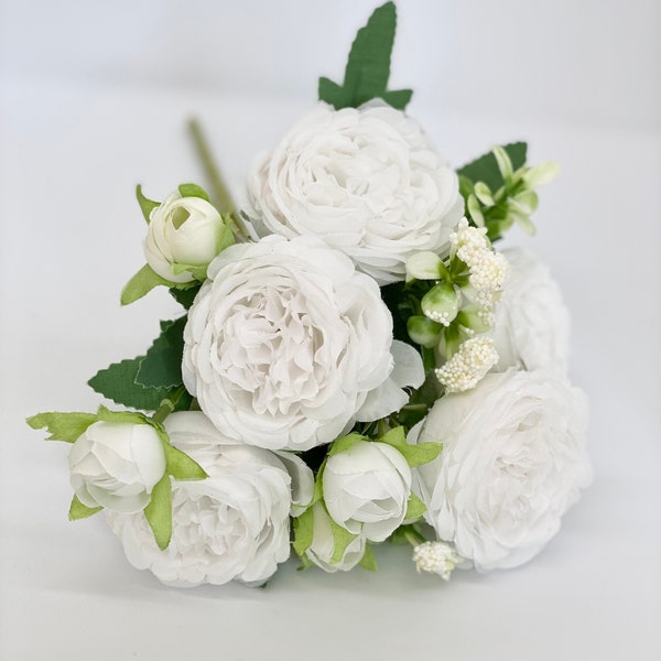 11" White Cabbage Rose Bouquet Wedding Cabbage Roses Mini Rose Bush Mini Wedding Bouquet Wedding Toss Bouquet Toss Wedding Cabbage Rose