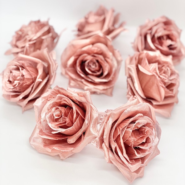 3" Metallic Rose Gold Rose Gold Flower Metallic Flower Rose Gold Wedding Decor Rose Gold Cake Flower Rose Gold Centerpiece Flower Wedding