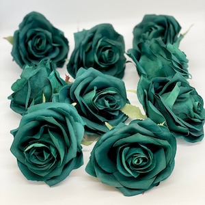 3.5 Emerald Artificial Rose Emerald Rose Dark Green Rose Forest Green Rose Emerald Silk Flower Dark Green Silk Flower Dark Green Emerald image 1