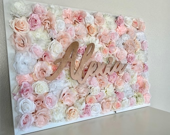 Rose Gold Nursery Decor Blush and Rose Gold Decor Mauve and Blush Nursery Flower Wall Name Sign Baby Name Girl Nursery Decor Rose Gold