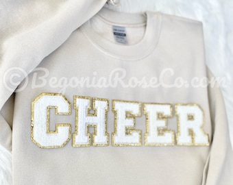 CHEER Sweatshirt Cheer Crewneck Cheer Patch Sweatshirt Cheer Shirt Cheer Mom Cheer Gift Cheer Mom Shirt Cheerleading Sweatshirt Patch