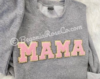 Chenille MAMA Sweatshirt MAMA Crewneck MAMA Patch Sweatshirt Mom Gift Mothers Day Gift Baby Shower Gift Pregnancy Announcement Mama to Be