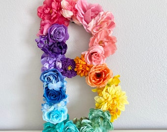 Rainbow Nursery Decor Rainbow Baby Rainbow Birthday Decor Rainbow Wall Decor Boho Rainbow Decor Nursery Rainbow Floral Letter Flower Letter