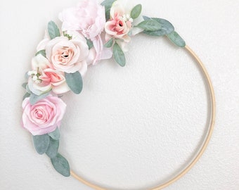 Floral Hoop Wedding Floral Hoop Wall Decor Nursery Flower Wall Decor Nursery Baby Girl Wall Decor Baby Shower Decoration Bridal Shower