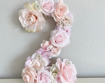 2nd Birthday Decoration Large Floral Number Photo Prop Floral Number 2 Toddler Girl Birthday Decor Baby Girl Birthday Floral Letter