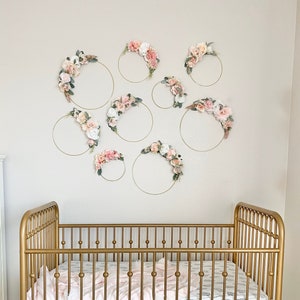 Girl Nursery Wall Decor Girl  Blush Nursery Decor Floral Nursery Floral Hoop Wreath Decor Bridal Shower Decor Baby Shower Decor Girl